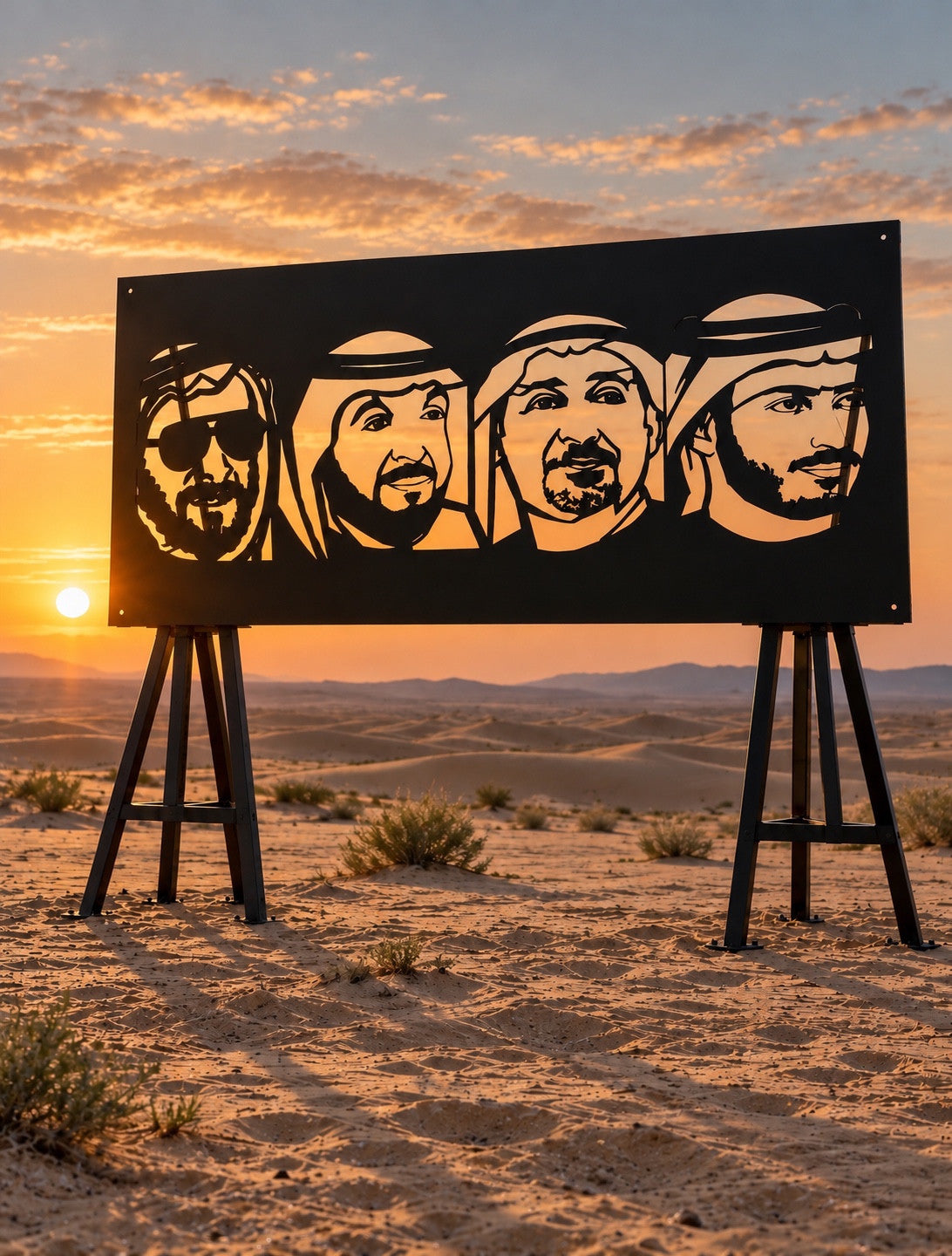 Four leaders, a tribute to the Al Nahyan family in metal